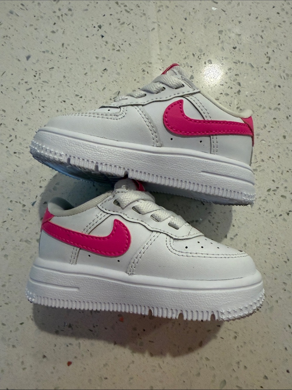 Kids White Sneakers with Pink Swoosh - Classic Casual Shoe